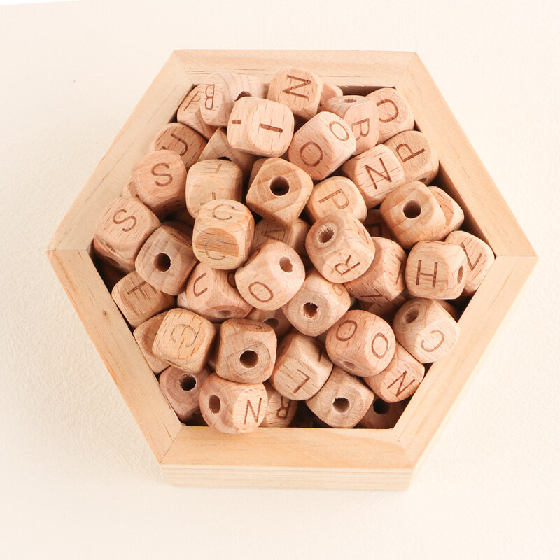 20/30/50Pcs Beech Wooden Round Beads Hexagon Letter Beads Eco-Friendly DIY Bracelet Jewelry Pendant Accessories