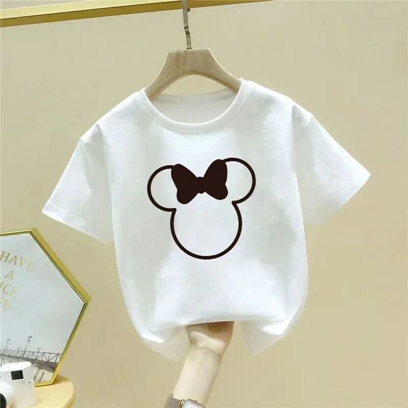 T-shirt de manga curta para menina e menino, design cartoon, algodão, moda, verão