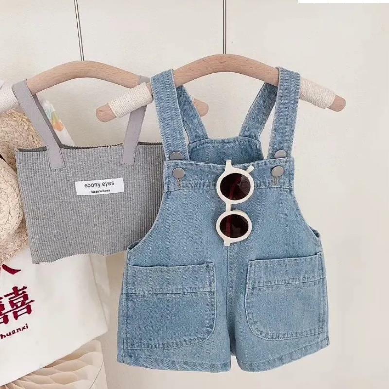 Summer Clothes Suit Children Fashion Girls camisole+Suspenders shorts 2Pcs/set Toddler Casual Clothing KidsTrack suit1-7Y