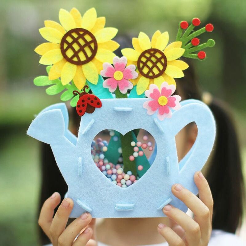 Buket bunga DIY Pot kerajinan mainan kreatif manik-manik anyelir buatan tangan Pot tanaman mainan mawar belajar balita