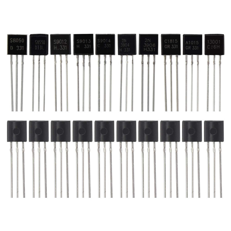 200 buah transistor diode TO-92 10 spesifikasi, masing-masing 20 buah 2N2222 BC337-C1815