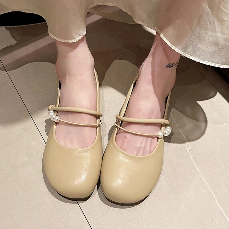 Women Flats Mary Janes Shoes Retro Shallow Sandals Summer Outdoor Comfort Walking Shoes 2024 Dress Pumps Zapatillas De Mujer