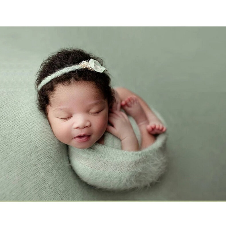 Puntelli per fotografia neonato avvolgimenti per bambini Studio fotografico coperta sfondo tessuto elastico lavorato a maglia Mohair