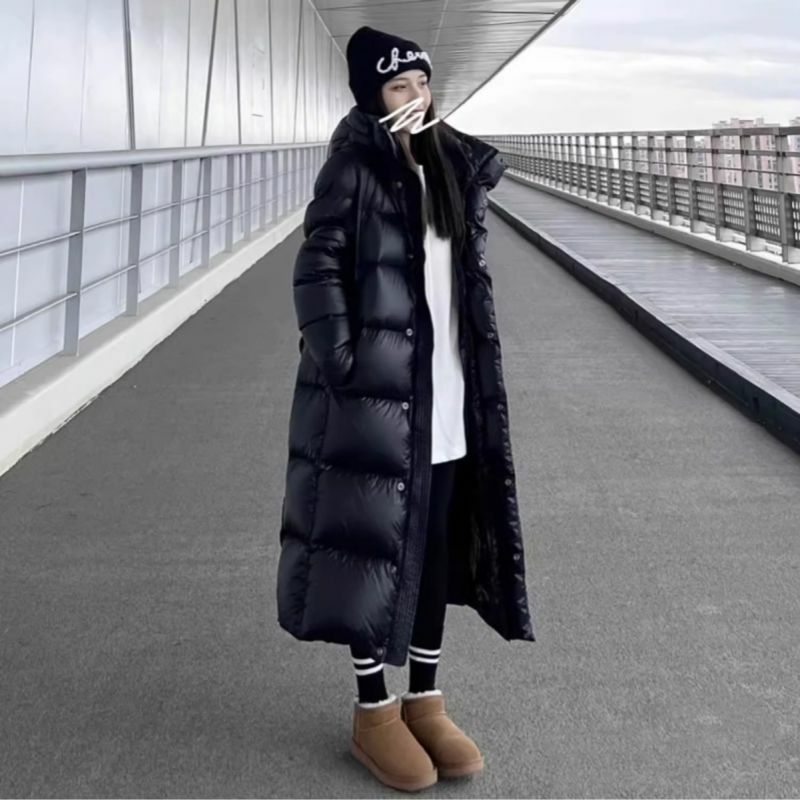 Chaqueta de plumón de pato blanco grueso para mujer, abrigo de nieve de longitud media, versión coreana, informal, cálido, a la moda, novedad de invierno, 2024