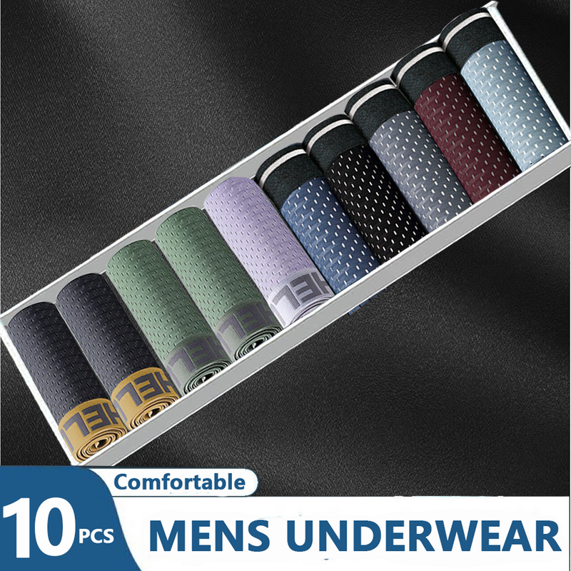 10pcs/lot Men's Underwear Men Boxer Shorts Ice Silk Mesh Boxershorts Plus Size Panties Comfort L-4XL Sexy Breathable Underpants