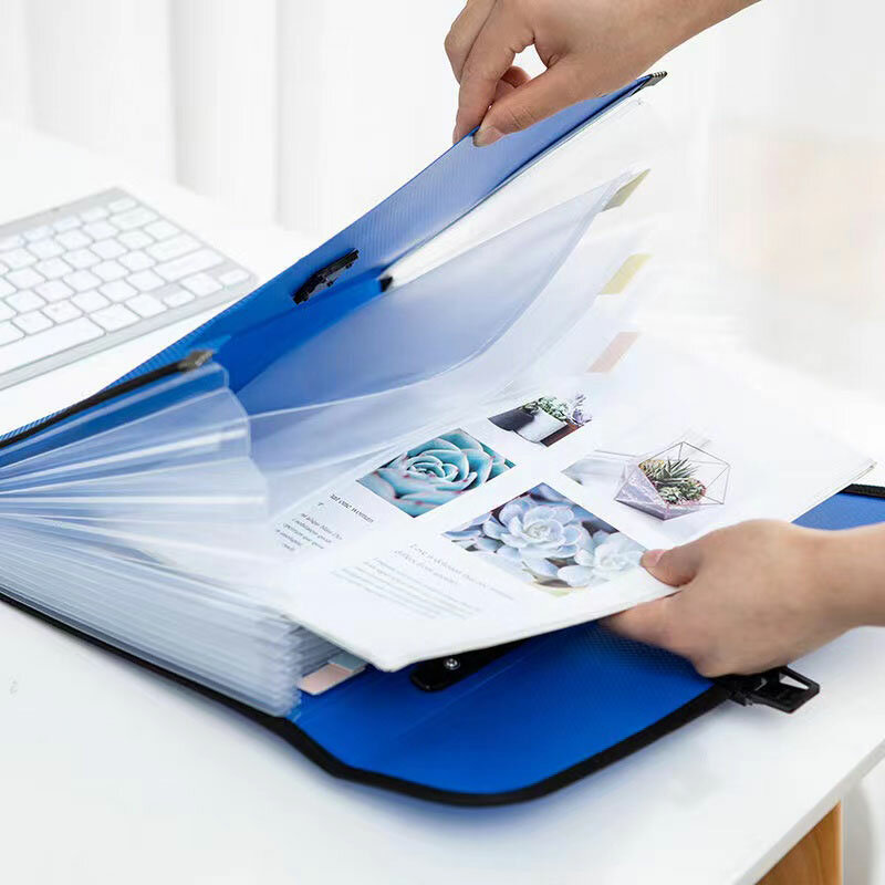 A4 13 Pocket Portable Organ Bag Student Multilayer Paper Clip File Extension Briefcase Handheld Folder Organizer Storage Wallet
