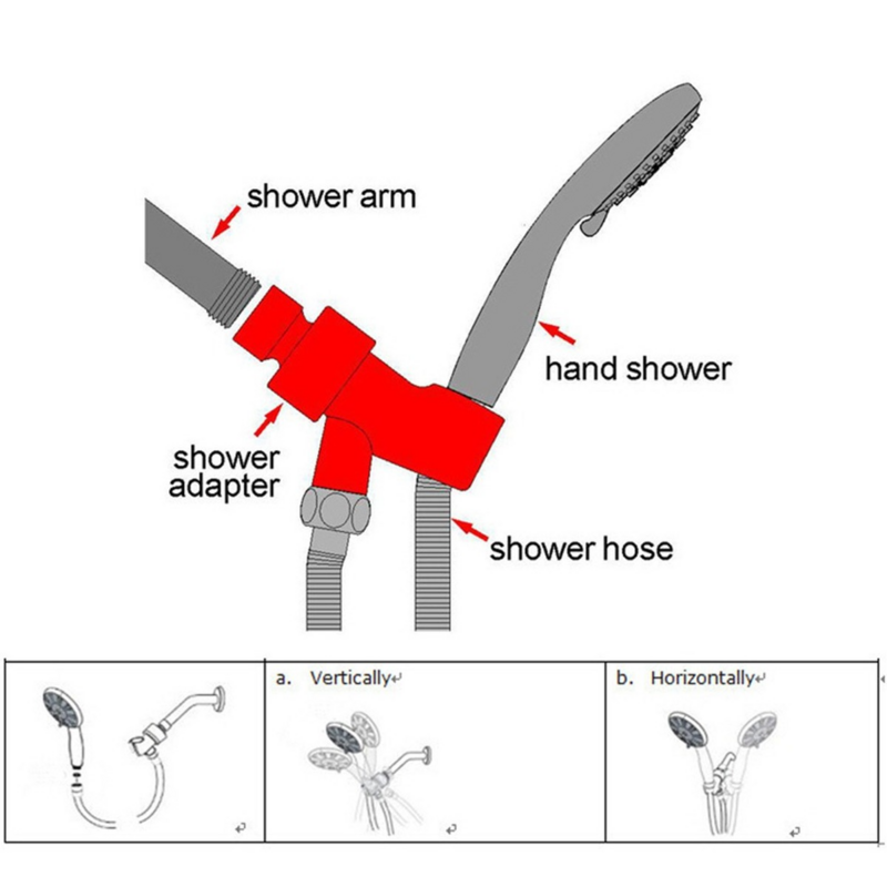 シャントシャワーヘッド-3方向バルブ噴霧器,アダプターブラケット,バスルーム用取り付けブラケット