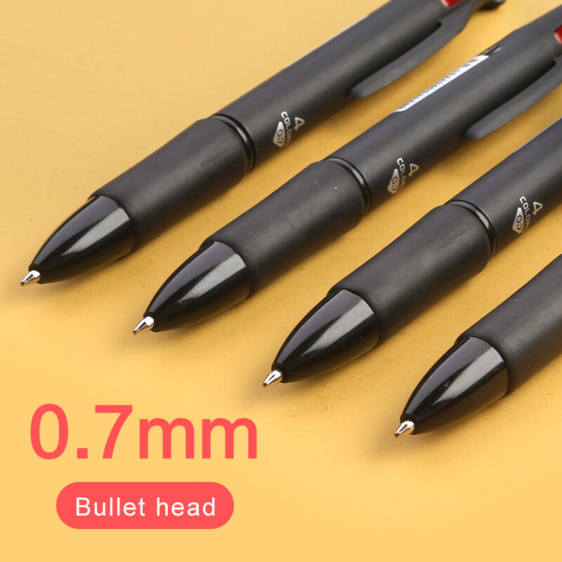 デリ多機能ボールペン4で1多色ペン0.7ミリメートル格納式ボールペンマーカー書き込み学校の文房具