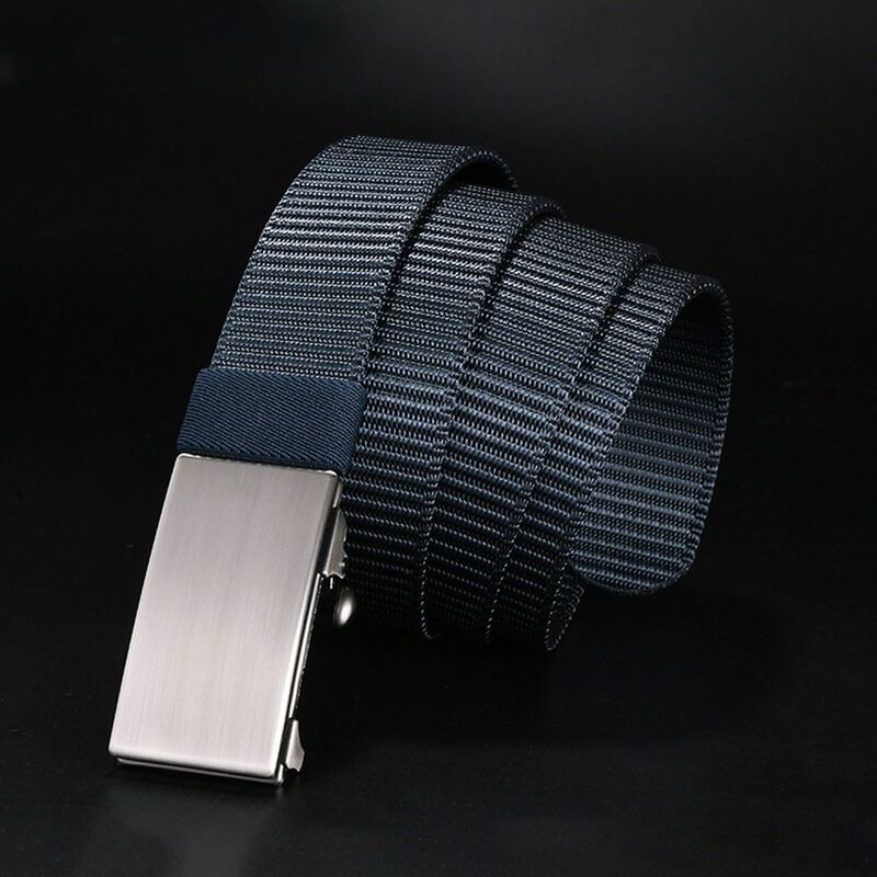 Cinturón trenzado de nailon para hombre, banda de cintura de estilo salvaje Simple, informal, de negocios, marca de lujo, hebilla automática