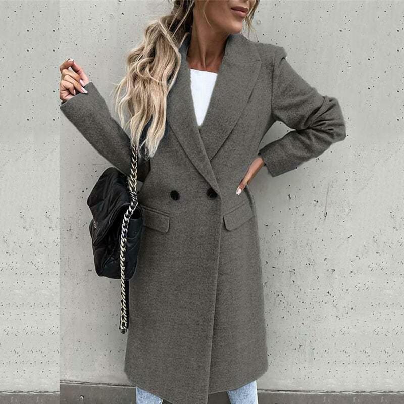 Frauen Mantel elegante lange Blazer weiblich alle passen Langarm Knopfleiste Wintermantel Anzug Kragen langen Blazer Trenchcoat