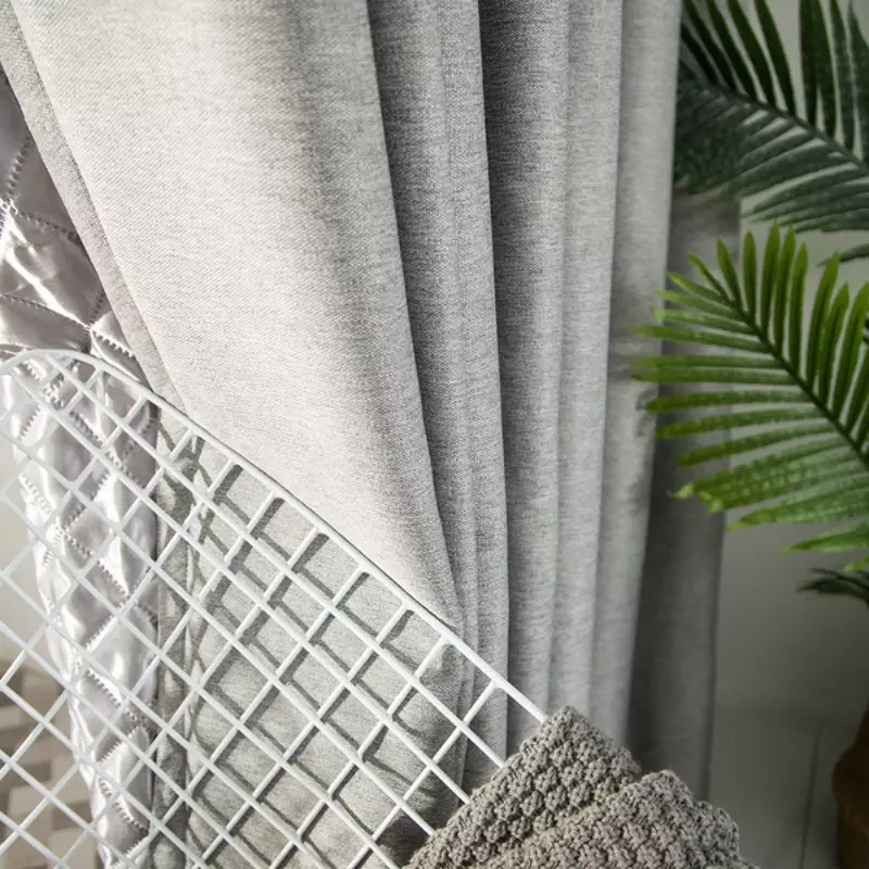 Modern Simple Gray Thickened 100% Blackout Noise Windproof and thermal Curtains for Living Dining room Bedroom Tulle Custom