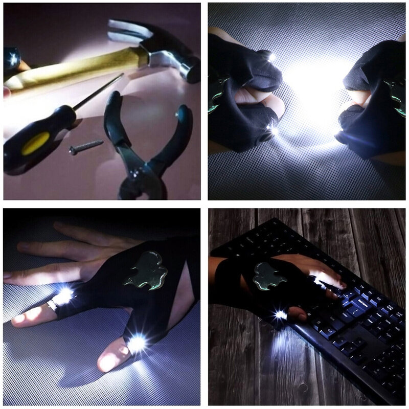 Guanti a LED lampada da dito USB ricaricabile cinturino magico guanti a mani libere torcia esterna impermeabile riparazione di salvataggio illuminazione notturna
