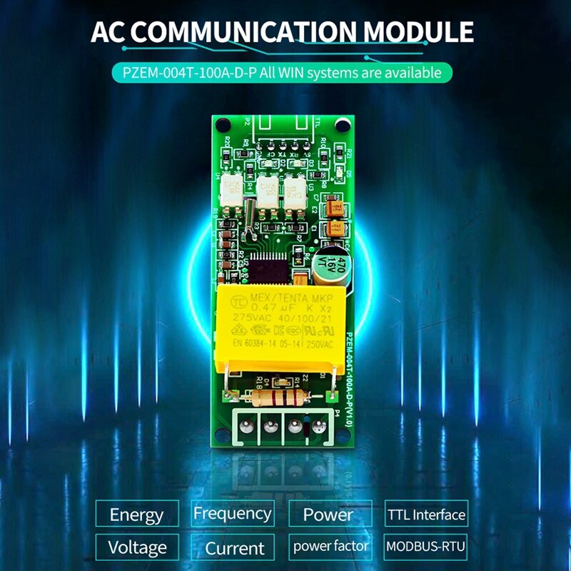 100A pzem 004T รุ่น3.0วัตต์มิเตอร์ + โมดูลทดสอบกระแสโวลต์มิเตอร์แบบเปิด CT kWh เมตรสำหรับ Arduino TTL COM2/COM3/COM4