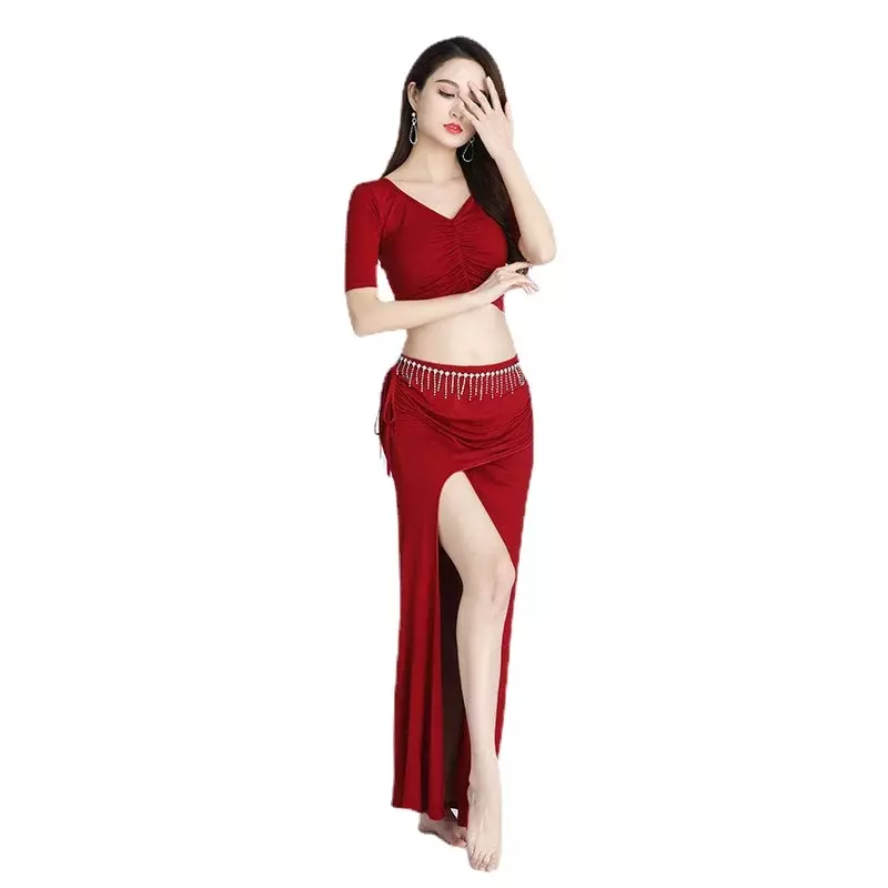 Sexy Large Size Belly Dance Practice Set Dancewear Top Skirts Stage Costume Bellydance Costume Professional Wear