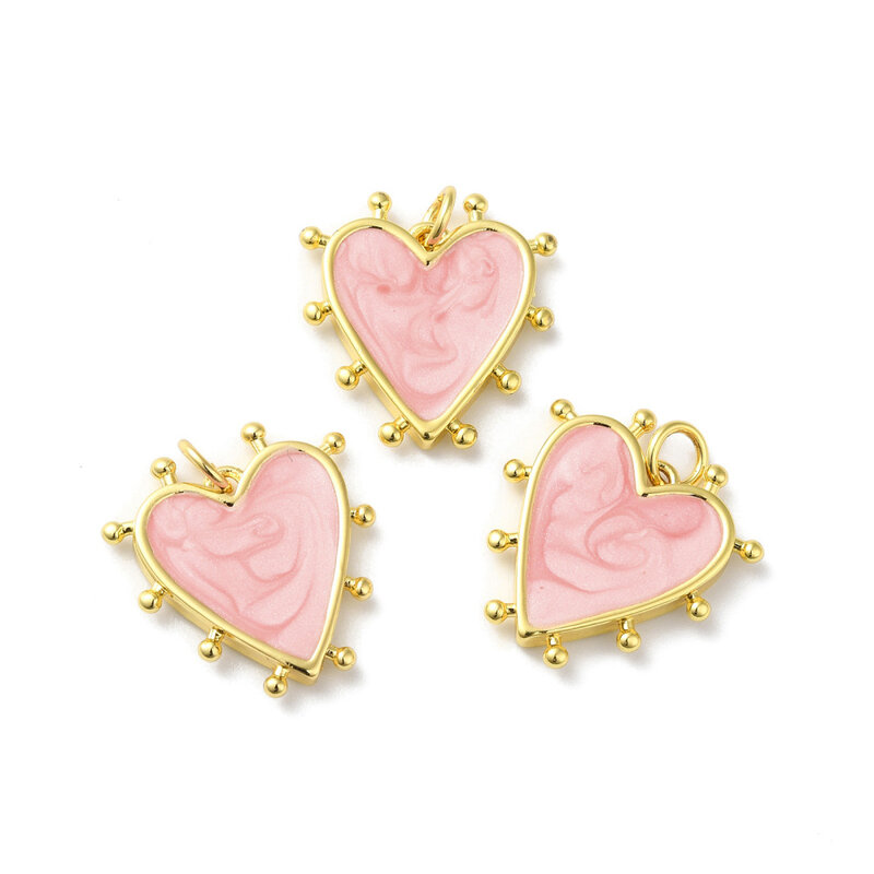 20Pcs Brass Enamel Heart Charm Pendants For Jewelry Making DIY Bracelet Necklace Earring Craft Decor Accessories 19x18x3mm