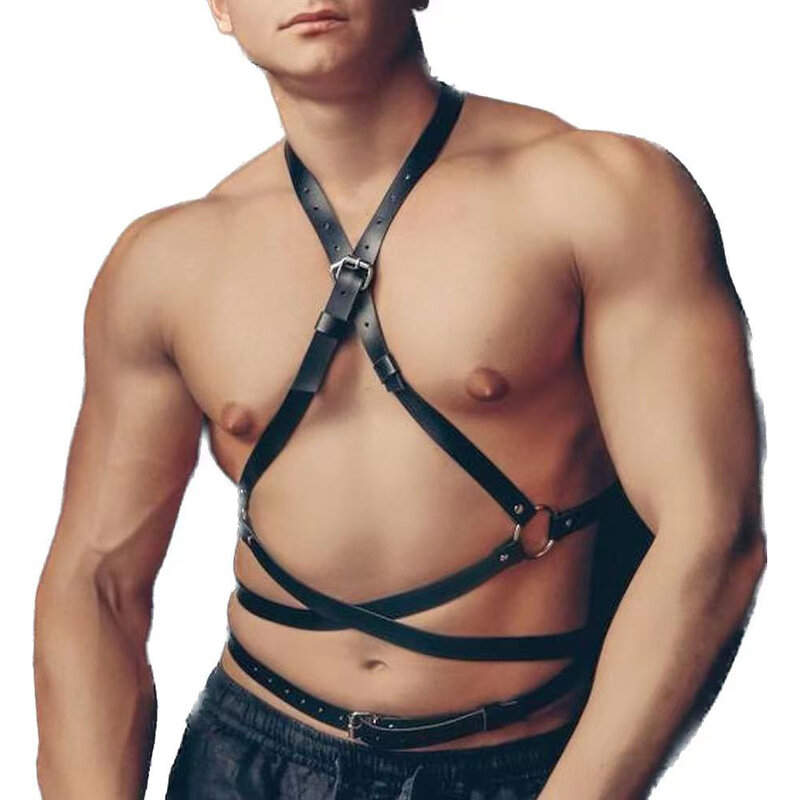 Men Harness Fetish Harness Pu Leather Adjustable Studded Decor Women Goth Harness Harness Belt Bondage lingerie