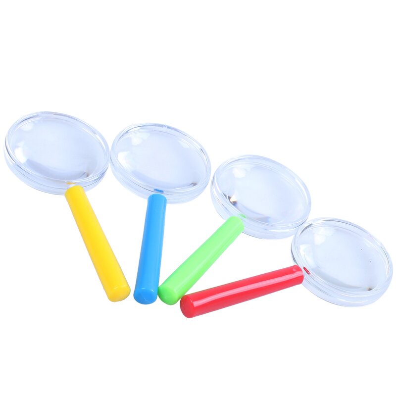 Mini lupa de plástico de 4 piezas, juguete para niños