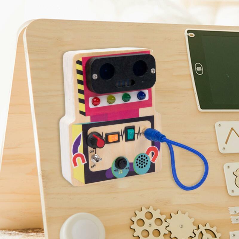 LED Montessori Busy Board LED Wooden Sensory Board for Girls Toddlers Kids