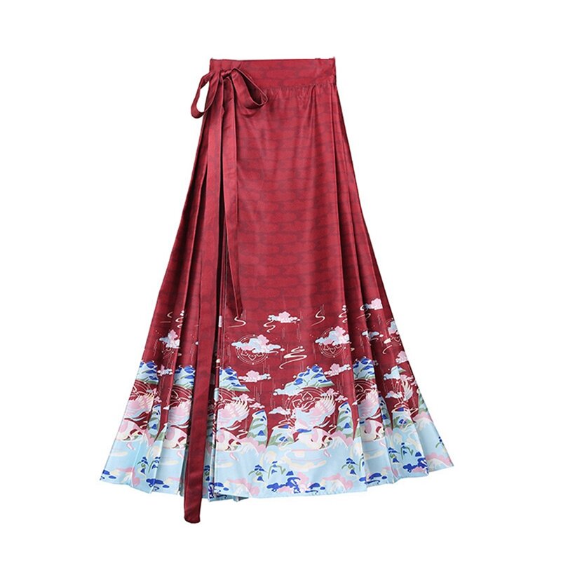 Женская юбка с конским лицом, традиционная китайская юбка с запахом, плиссированная юбка с конским лицом, китайская юбка с конским лицом