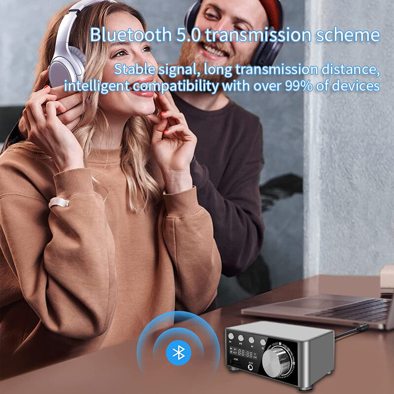 Hifi Bluetooth 5.0 Power Class D Versterker Mini Stereo Tpa3116 Digitale Versterker 50W + 50W Home Stereo Auto Marine Usb/Aux Tf Kaart