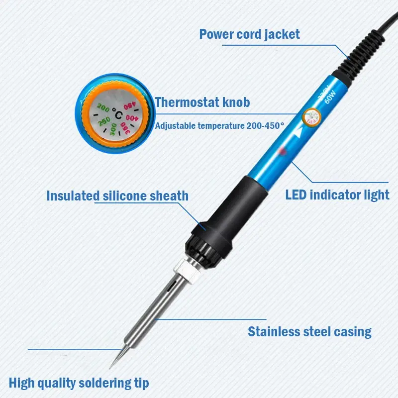 Solder listrik suhu dapat diatur, alat perbaikan ujung pensil panas Rework Station Solder las 220V 110V 60W