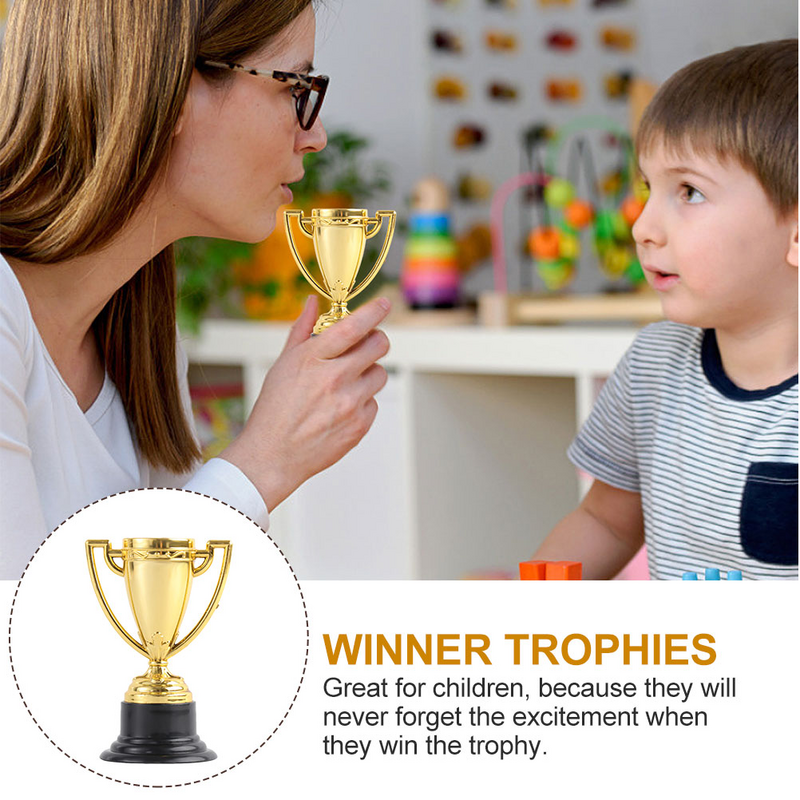 Mini trofeo de recompensa de oro de plástico para niños, medallas de fútbol, taza de premio, juguetes educativos tempranos para niños en miniatura, 8/10/16/20 piezas