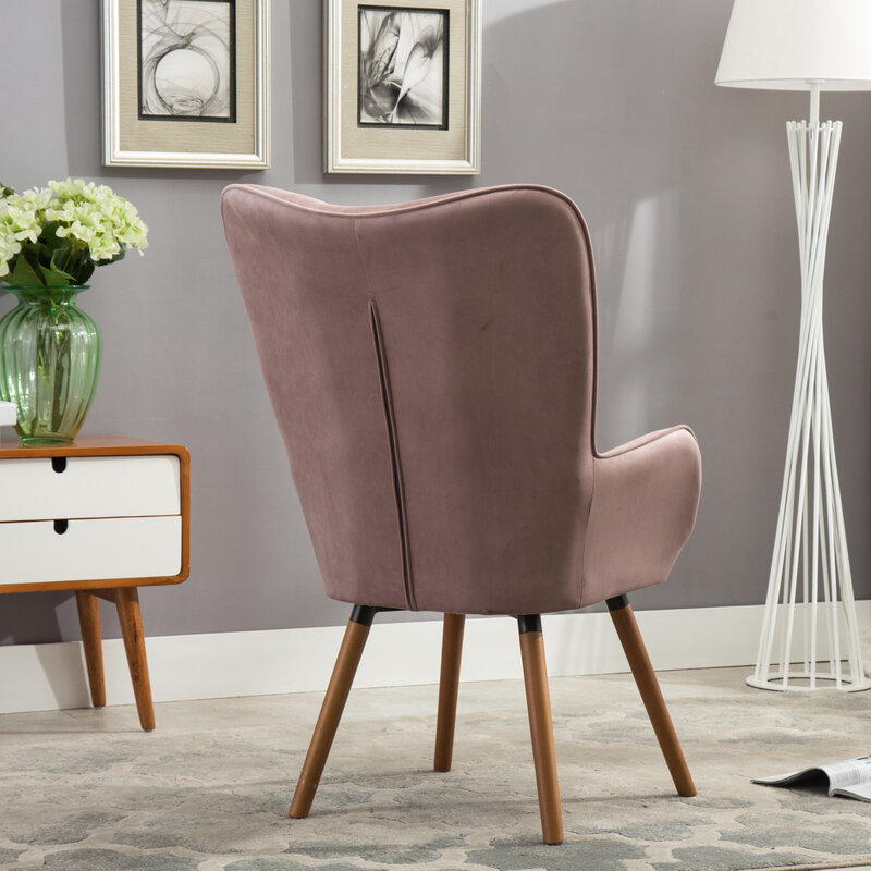 Jedwabiste i oszałamiające, fioletowe, współczesne, aksamitne, pikowane krzesło z guzikami firmy Doarnin z pluszowym komfortem