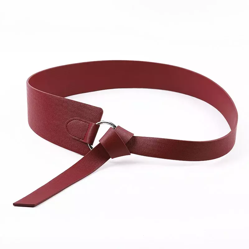 New Wide PU Leather Corset Belt Female Tie Obi Thin Red Black Bow Leisure Belt for Ladides Wedding Dress Waistband Women's Belts