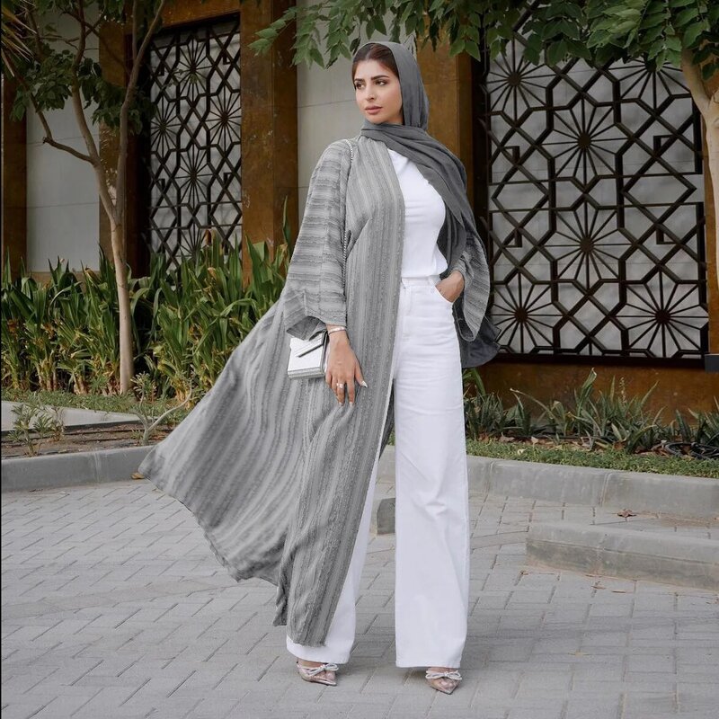 Robe Femme Musulmane Nahost National Style Retro Cardigan Top Mode Strick mantel Arabisch Saudi Abaya Dubai