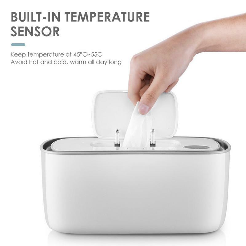Soporte dispensador de toallitas húmedas portátil, gran capacidad, 18W, una tecla para ajustar la temperatura, pantalla LED en tiempo real