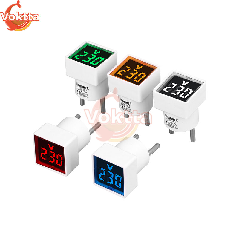AC50-500V LED Digital Voltmeter Ammeter Mini Euro Plug Voltage Tester Monitor Voltage Current Meter Detector Voltmeter Indicator