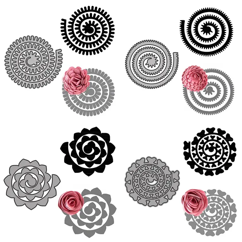 24 Styles Spiral Flower Metal Cutting Dies Scrapbook Embossing Circle Die Cuts Photo Album Cutter Paper DIY Craft Cutting Die