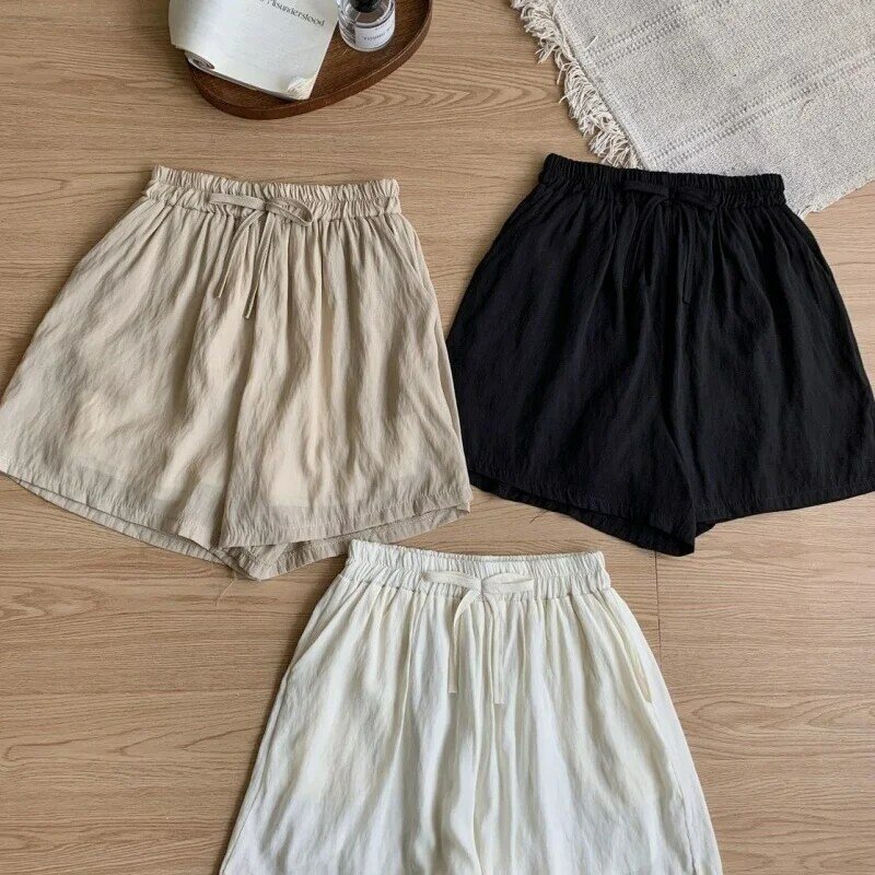 Lazy Korean Casual Polo Collar Sun Protection Shirt with Stacked Short Suspender Vest Shorts Three Piece Set for Woman