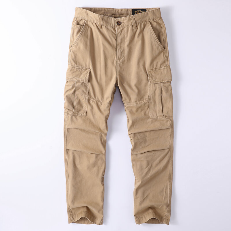 Męskie w stylu Retro długie spodnie Casual, bawełniane spodnie Cargo z wieloma kieszeniami, luźne spodnie Plus rozmiar, spodnie na piesze wycieczki