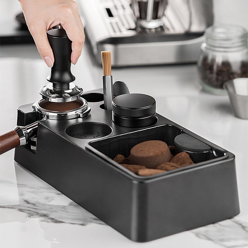 51/53/58mm ABS Coffee Portafilter Rack Distributor Holder Espresso Tamper Mat Stand Espresso Knock Box Cafe
