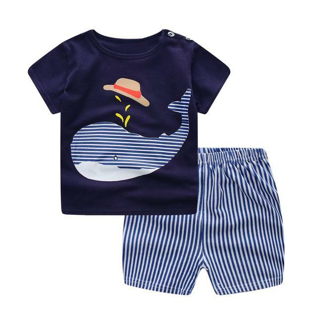 Neuankömmling Kleinkind Junge Kinder Kleidung Löwe Druck Kurzarm T-Shirt Shorts 2 Stück Set Baby Boy Mädchen Kleidung Outfit