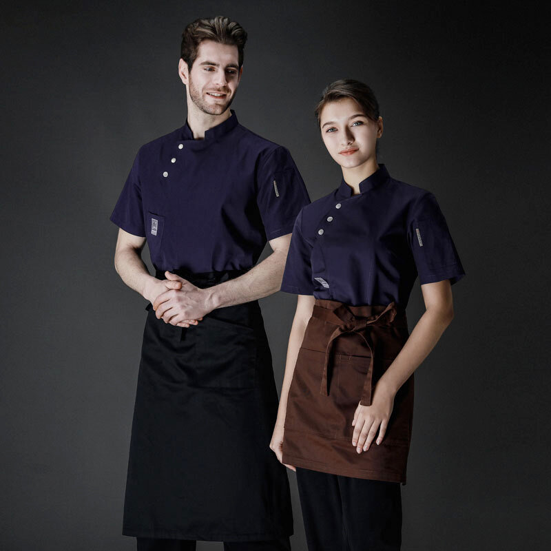 Chaqueta de restaurante de Chef personalizada, abrigo de Chef de manga corta, ropa de cocina, uniforme de camarero y panadería, Unisex, fabricante