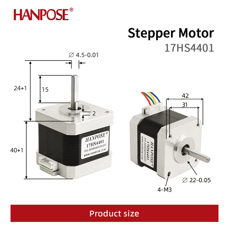 Free shipping  40mm Nema17 Stepper Motor 42 motor Nema 17 motor 42BYGH 1.5A (17HS4401) motor 4-lead  for 3D printer