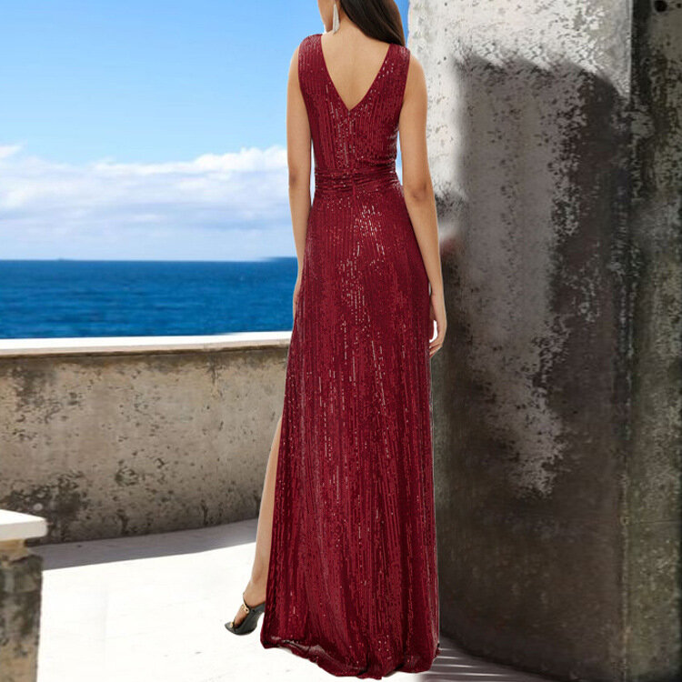 Mulheres Bowith Vermelho Ombro Único Vestido de noite, Vestido elegante, Luxo Formal Ocasião de Gala, Festa de Casamento, Festa, 2023