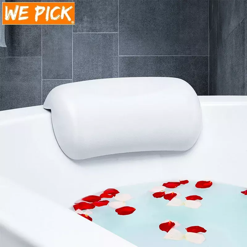 WEPICK 1PC Bathtub Pillow Non-slip Bathtub Headrest Soft Waterproof Bath Pillows with Suction Cups Bathroom Accessories