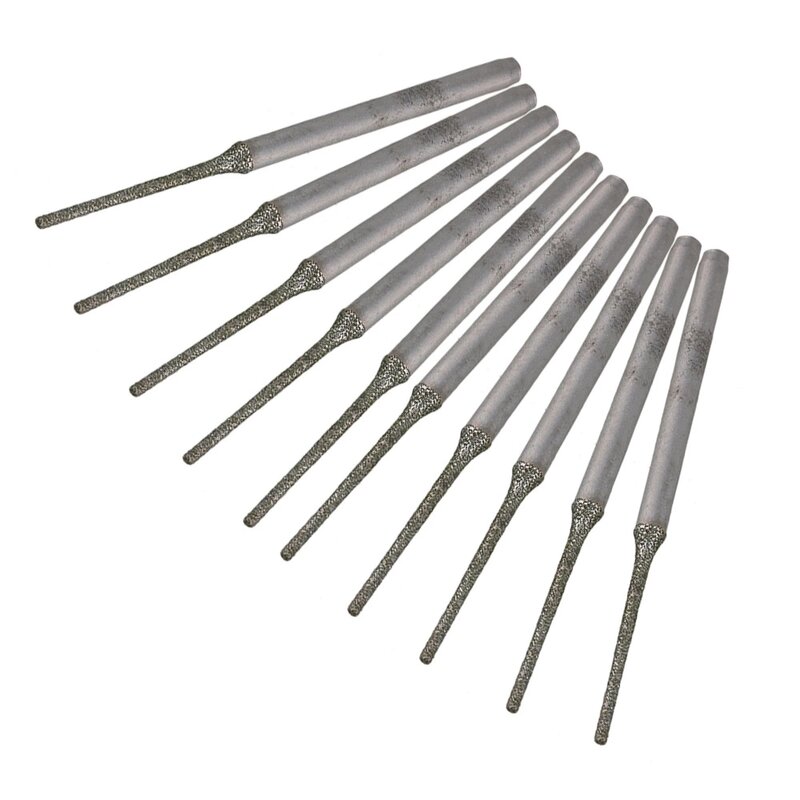 10x  Lapidary Diamond Coated Solid Bits Gems Drilling Needle 1mm Silver