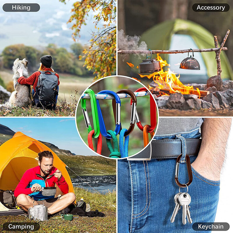 20 Pcs Mini Carabiner Spring Clip Aluminum Alloy D Shape Keychain Snap Hook Buckle for Outdoor Camping Backpack Bottle Daily Use