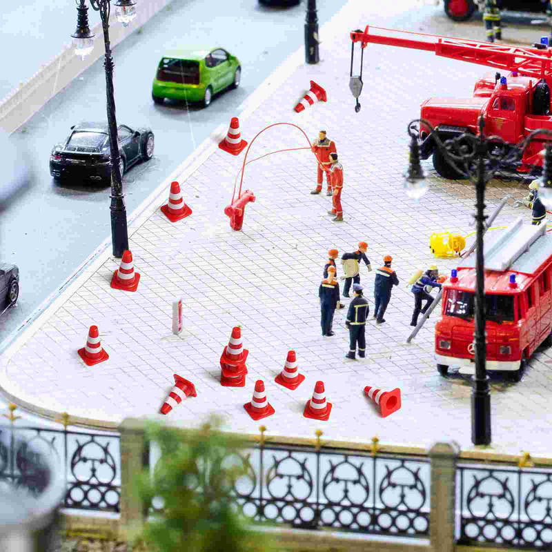 50pcs Mini Roadblocks Plastic Traffic Cones Miniature Traffic Signs Simulated Safety Cones for Children