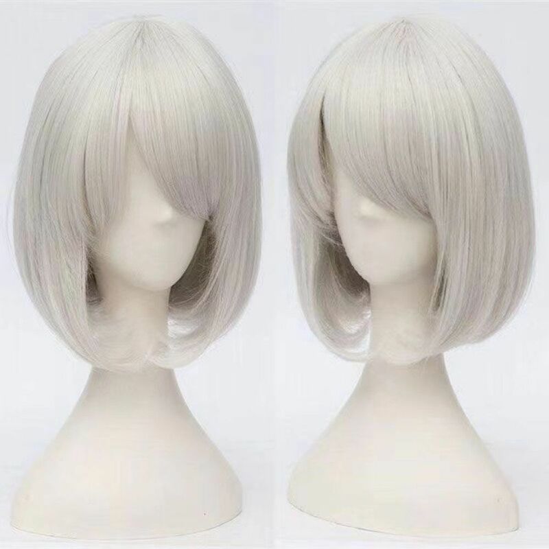 Game  Wig Cosplay Short White Hair Wig Book Week Synthetic Wigs Hair