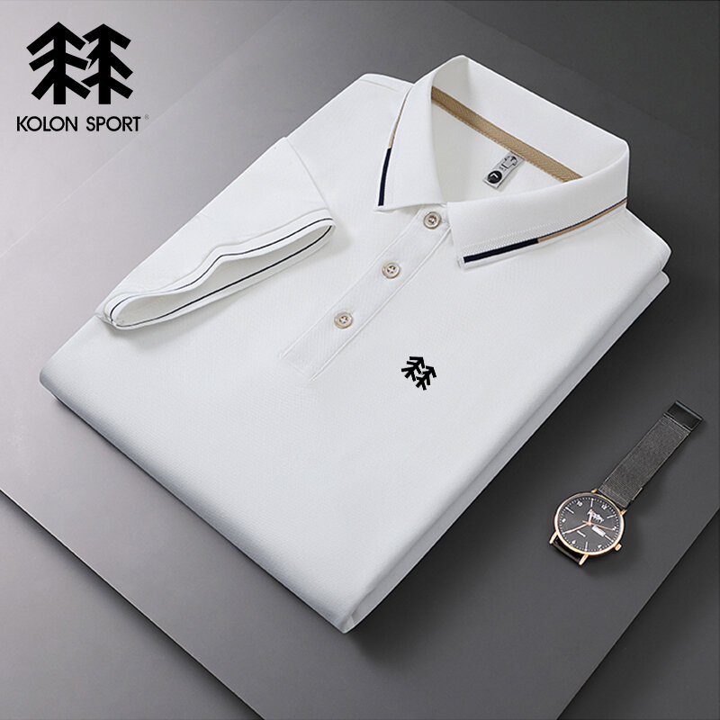 เสื้อโปโลปักลาย KOLONSPORT ของผู้ชายขายดีเสื้อโปโลระบายอากาศลำลองธุรกิจใหม่ฤดูร้อน
