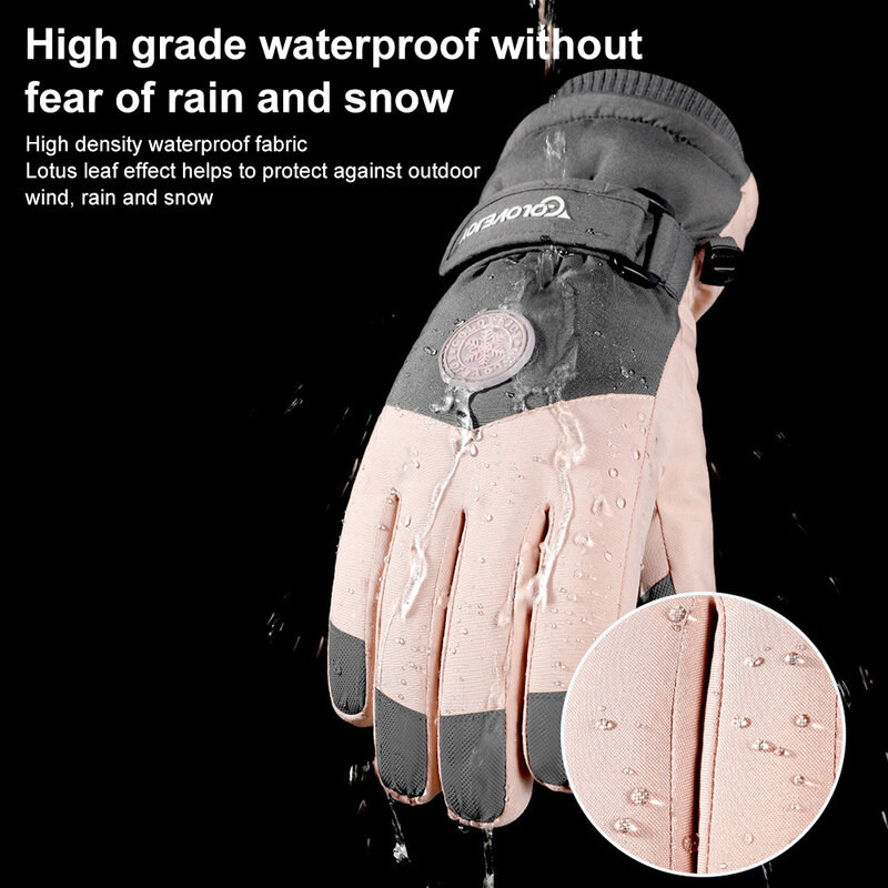 Зимние лыжные перчатки для женщин и мужчин, велосипедные флисовые водонепроницаемые плотные Зимние перчатки для езды на мотоцикле с сенсорным экраном, теплые ветрозащитные зимние перчатки