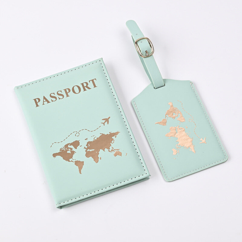 Новинка 2024, обложки для паспорта с принтом карты, набор бирок для багажа, держатель для паспорта, бирки для багажа, кошелек для паспорта для женщин и мужчин, зажим для билета