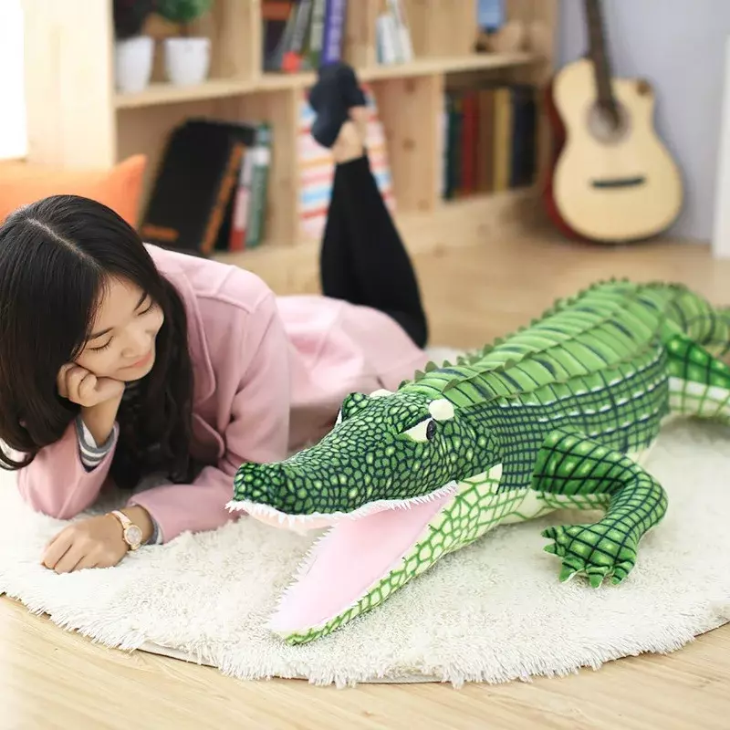 Almofada de pelúcia fofa para crianças, grande simulação crocodilo bonecas kawaii de pelúcia jacaré vida real brinquedo de pelúcia presente