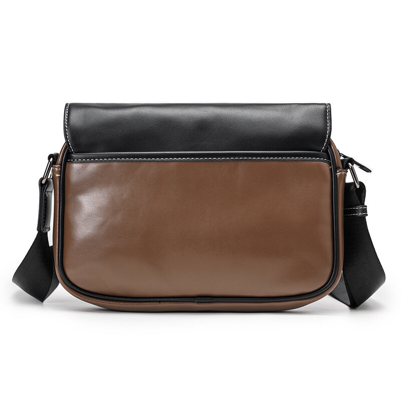 High Quality Horizontal Black Single Shoulder Crossbody Messenger Bag For Men Business Travel Leisure Leather Back Shoulder Bag
