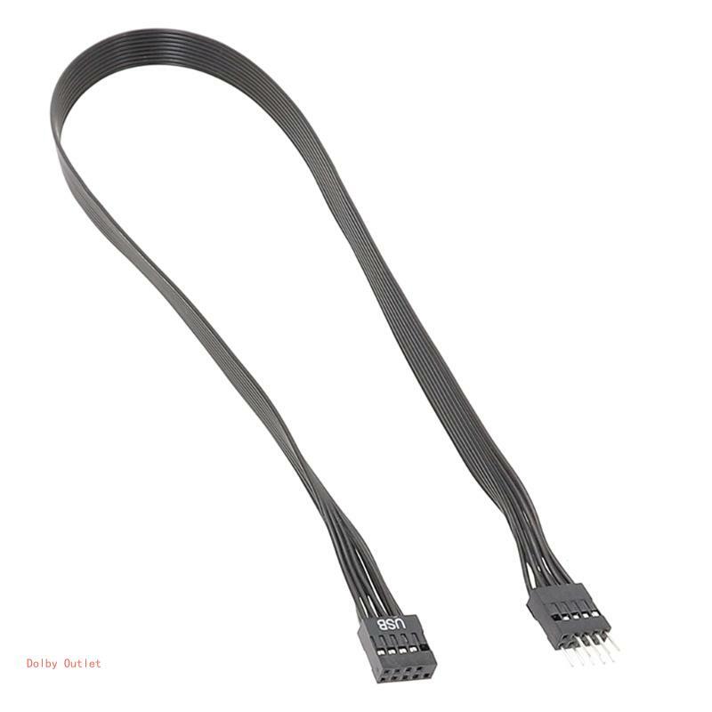 USB2.0 9pin Đầu Mạch Chủ Máy Tính Mặt Trước Cáp Nối Dài 9P Nam Đến Nữ Kết Nối Cáp Dẹt (20cm/30cm/50cm)
